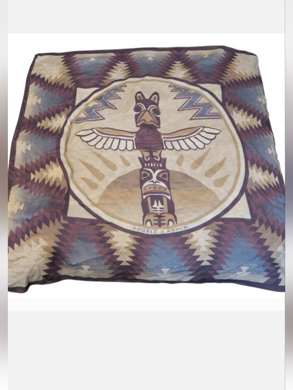 Double D Ranch Totem Print Scarf in Beige, Blue & Brown